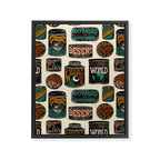 Vagabondâs Cupboard - black and cream with red, gold, teal, and peach Framed Canvas Print Gallery Image 8