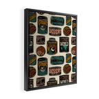 Vagabondâs Cupboard - black and cream with red, gold, teal, and peach Framed Canvas Print Gallery Image 2