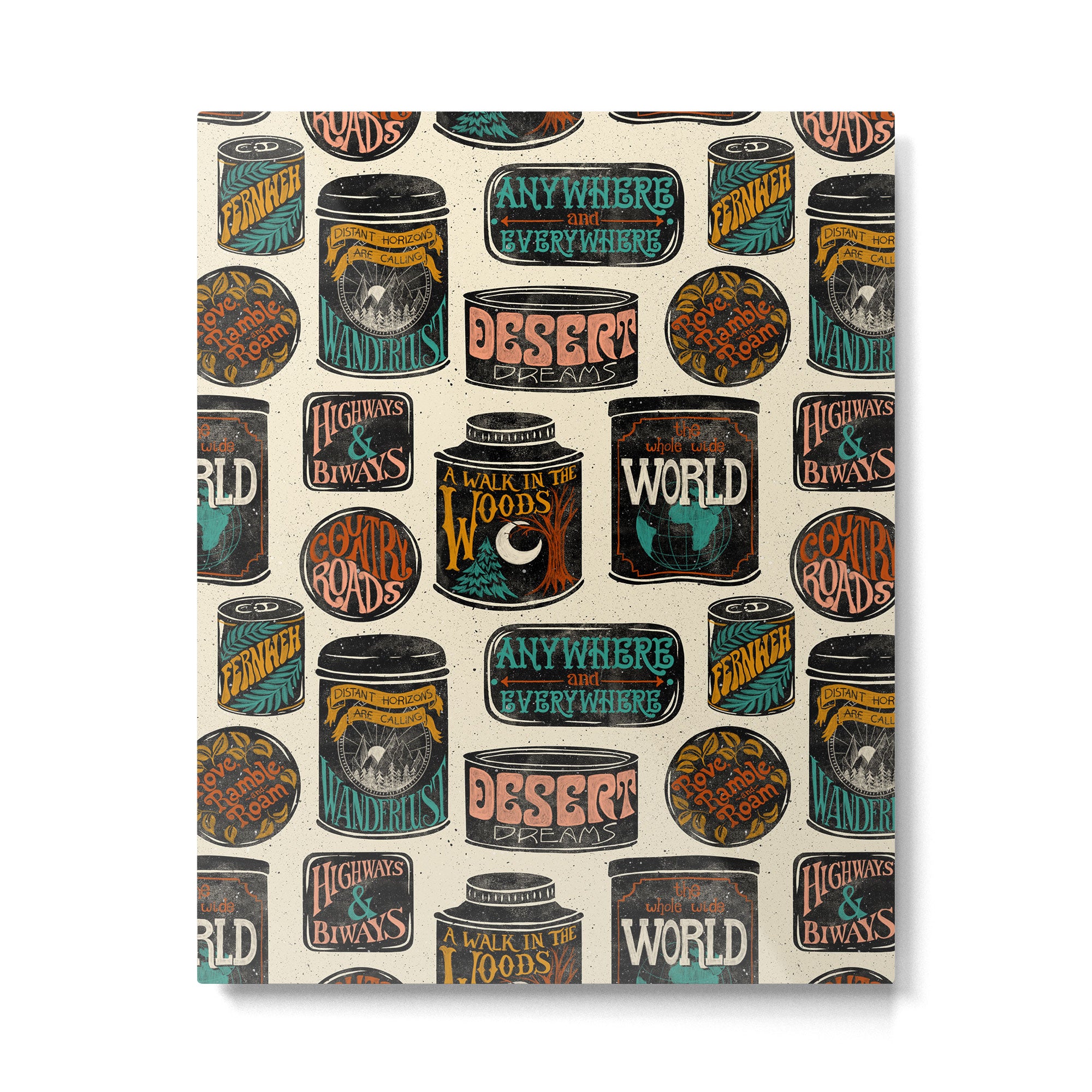 Vagabondâs Cupboard - black and cream with red, gold, teal, and peach Metal Print Gallery Image 6