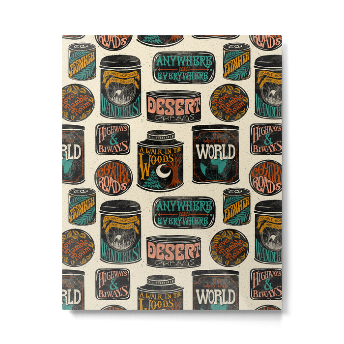 Vagabondâs Cupboard - black and cream with red, gold, teal, and peach Metal Print Gallery Image 1
