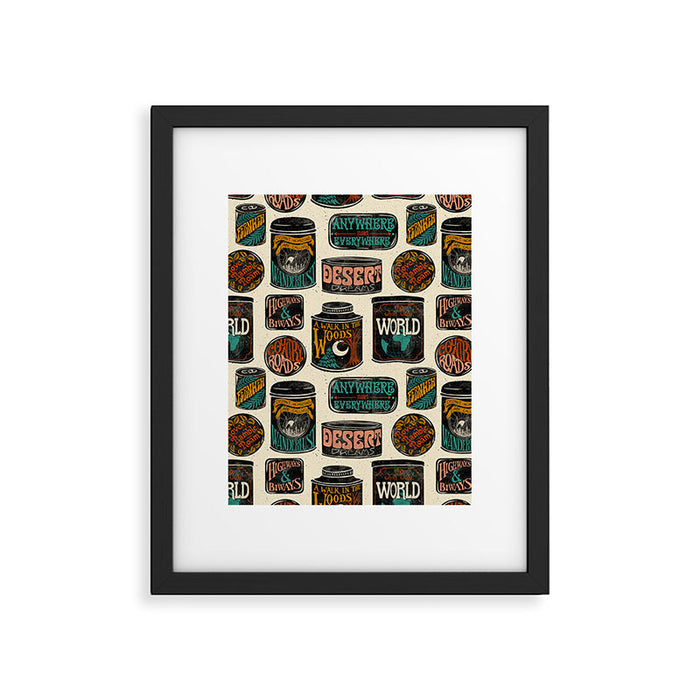 Vagabondâs Cupboard - black and cream with red, gold, teal, and peach Framed Art Print Gallery Image 1