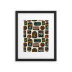 Vagabondâs Cupboard - black and cream with red, gold, teal, and peach Framed Art Print Gallery Image 6