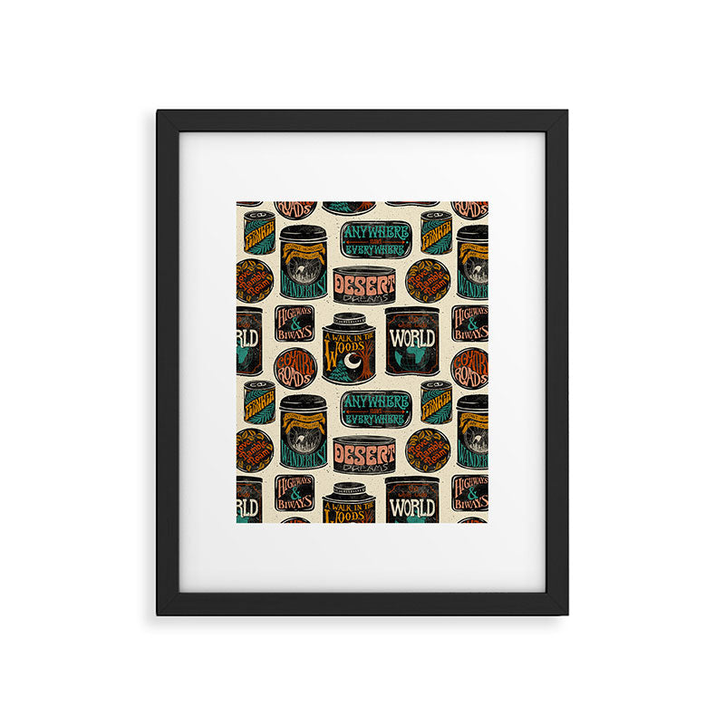 Vagabondâs Cupboard - black and cream with red, gold, teal, and peach Framed Art Print Gallery Image 6