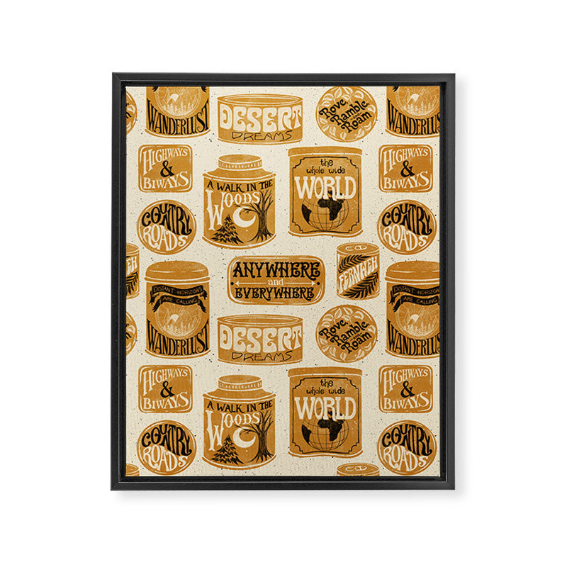 Vagabondâs Cupboard - gold, black, and cream  Framed Canvas Print Gallery Image 8