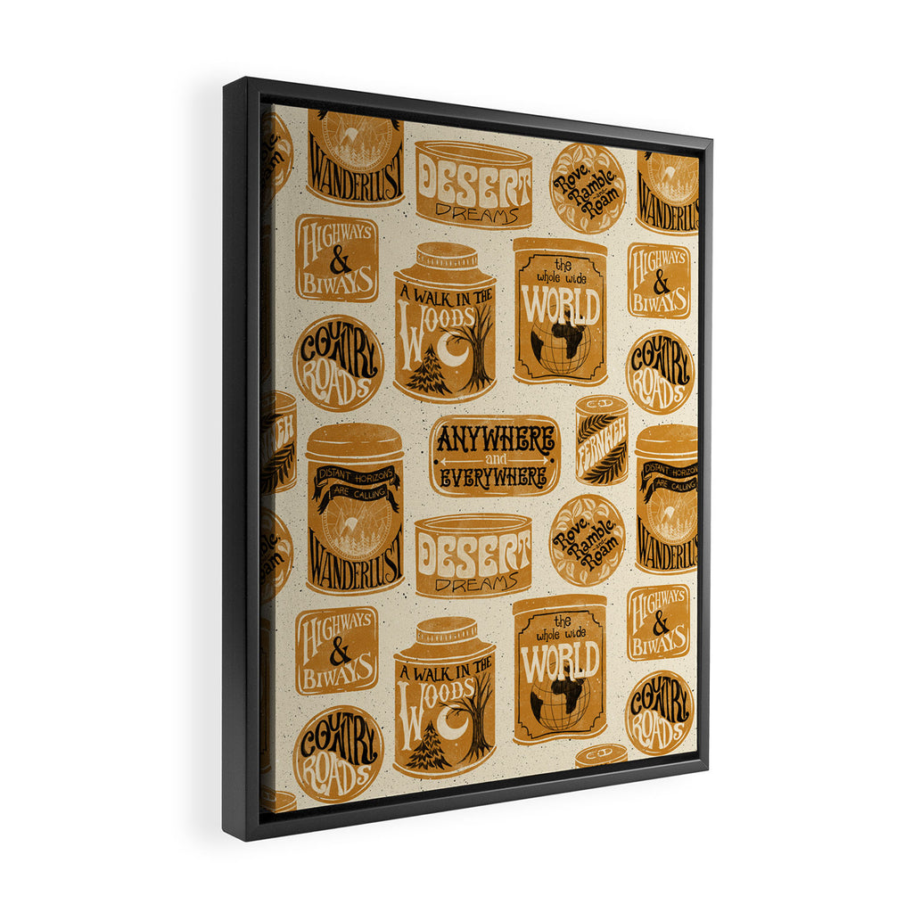 Vagabondâs Cupboard - gold, black, and cream  Framed Canvas Print Gallery Image 2