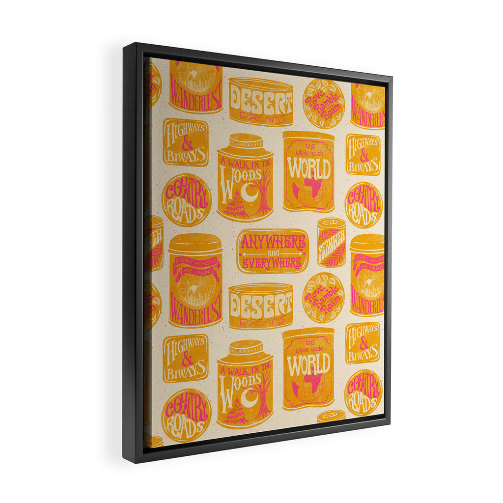 Vagabondâs Cupboard - marigold and pink Framed Canvas Print Gallery Image 2
