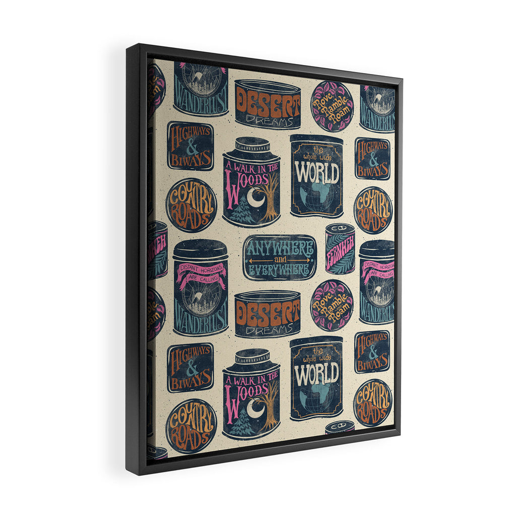 Vagabondâs Cupboard - midnight, cream, and more Framed Canvas Print Gallery Image 2