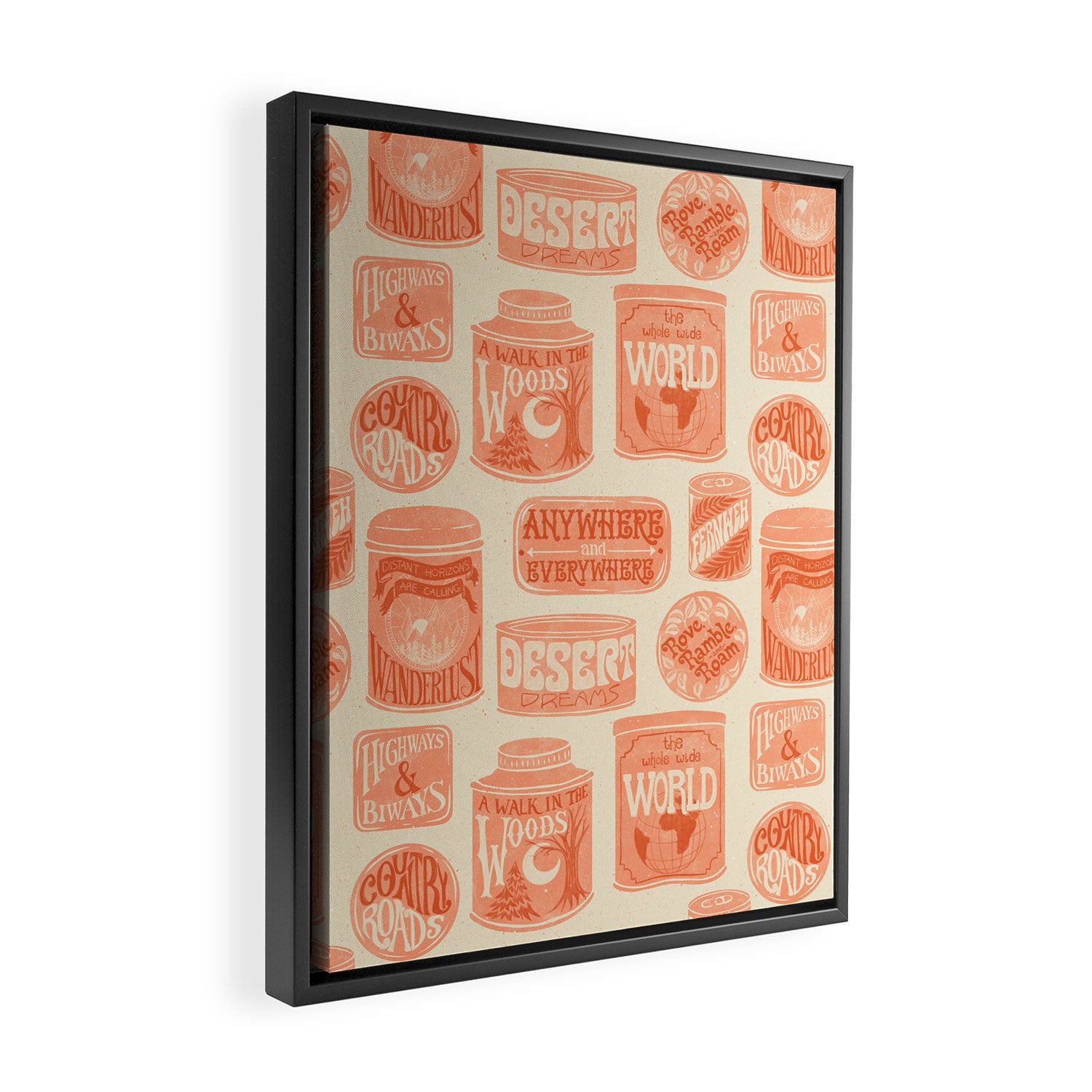 Vagabondâs Cupboard - peach and cream Framed Canvas Print Gallery Image 2