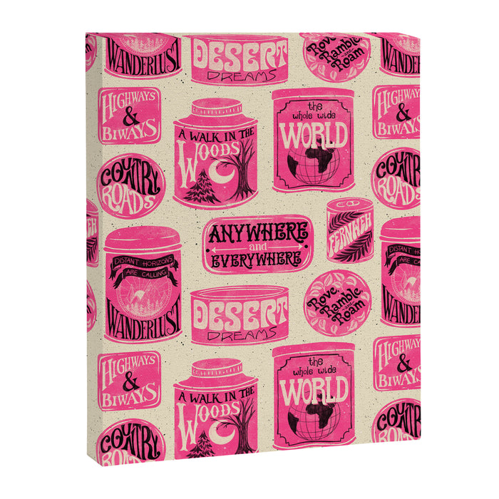 Vagabondâs Cupboard - pink and black on cream Canvas Print Gallery Image 1