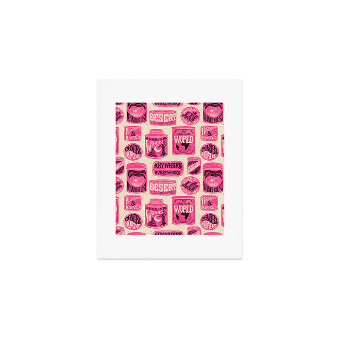 Vagabondâs Cupboard - pink and black on cream Art Print Gallery Image 1