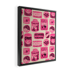 Vagabondâs Cupboard - pink and black on cream Framed Canvas Print Gallery Image 2