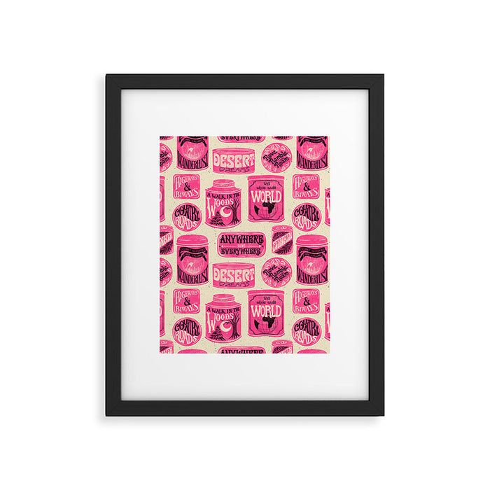 Vagabondâs Cupboard - pink and black on cream Framed Art Print Gallery Image 1