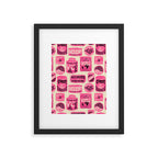 Vagabondâs Cupboard - pink and black on cream Framed Art Print Gallery Image 6