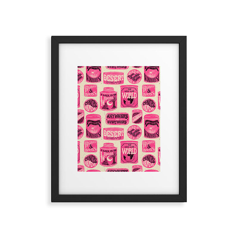 Vagabondâs Cupboard - pink and black on cream Framed Art Print Gallery Image 6