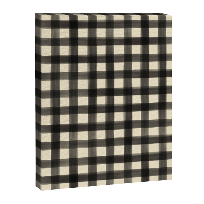 Watercolor Gingham - Black and Cream Canvas Print Gallery Image 1