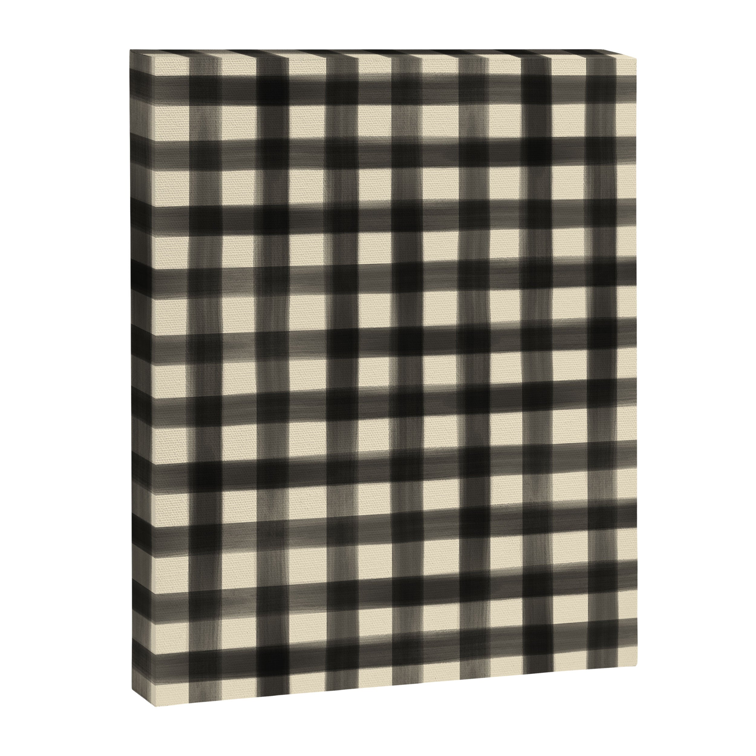 Watercolor Gingham - Black and Cream Canvas Print Gallery Image 8