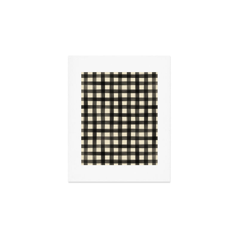 Watercolor Gingham - Black and Cream Art Print Gallery Image 1