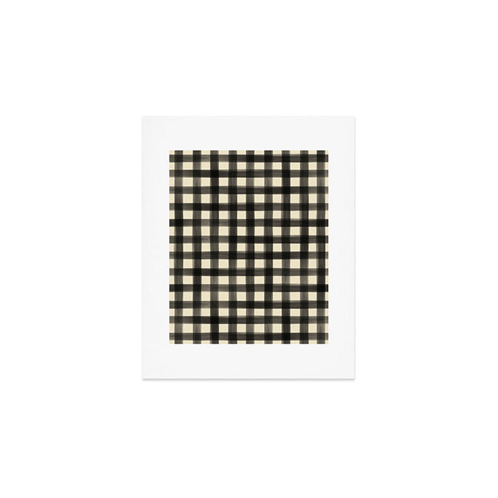 Watercolor Gingham - Black and Cream Art Print Gallery Image 1