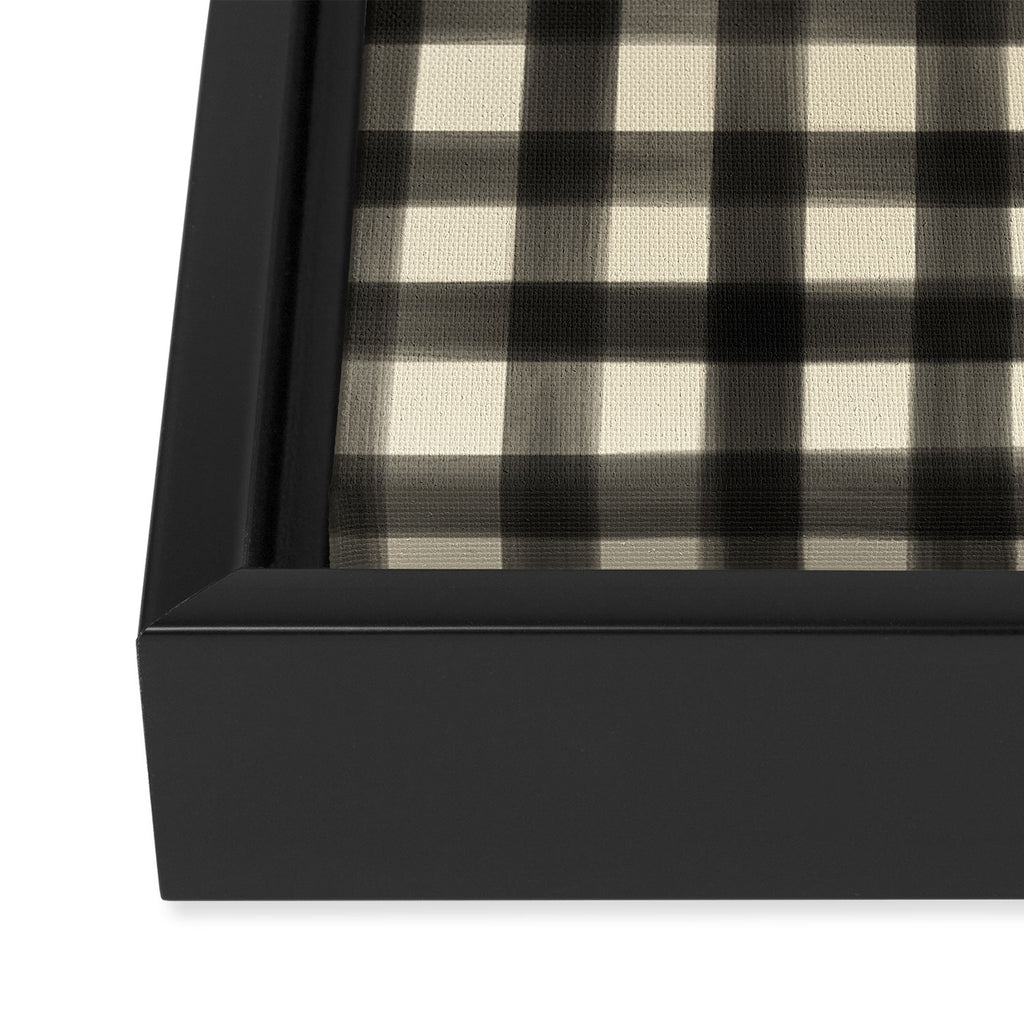 Watercolor Gingham - Black and Cream Framed Canvas Print Gallery Image 3