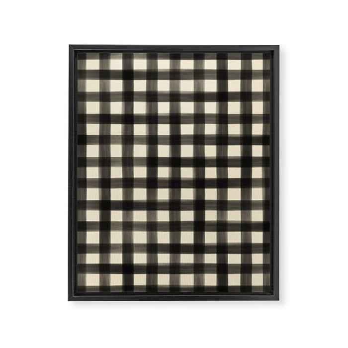 Watercolor Gingham - Black and Cream Framed Canvas Print Gallery Image 1