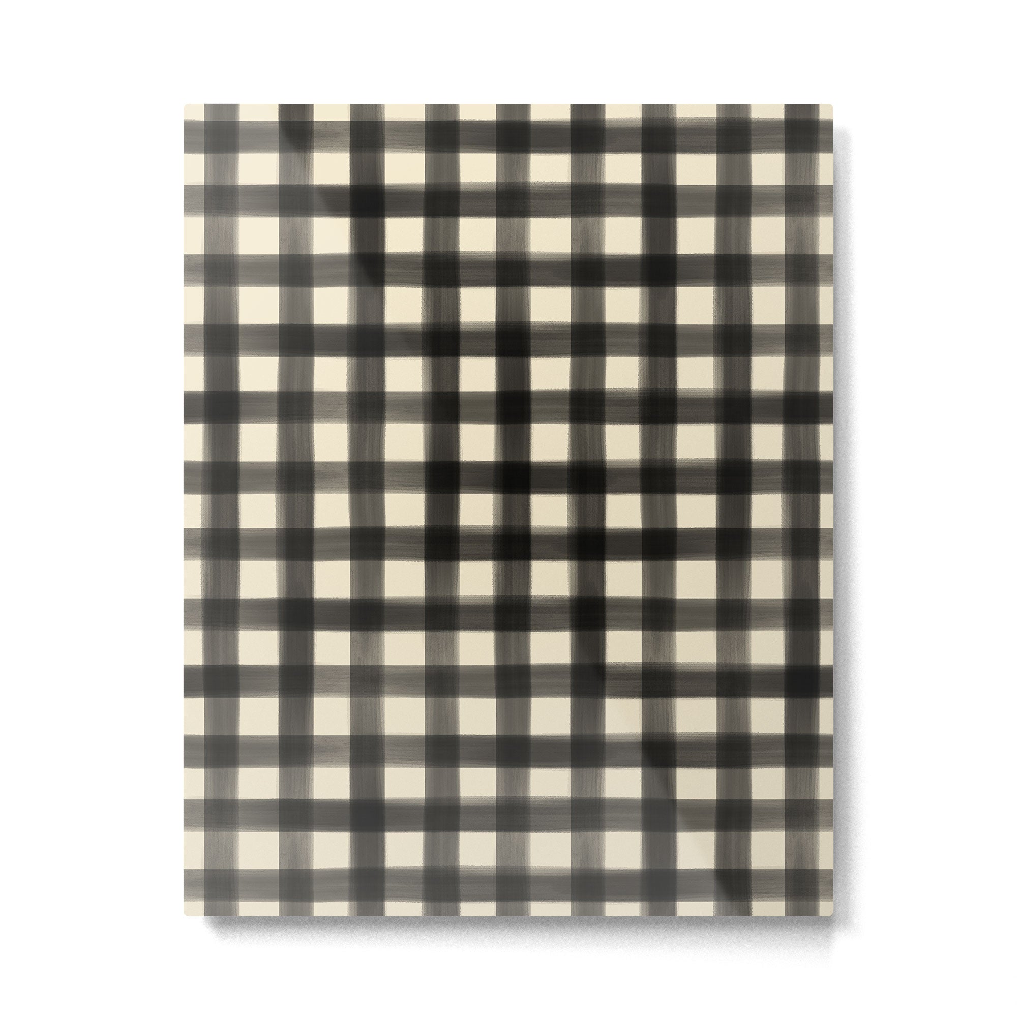 Watercolor Gingham - Black and Cream Metal Print Gallery Image 6