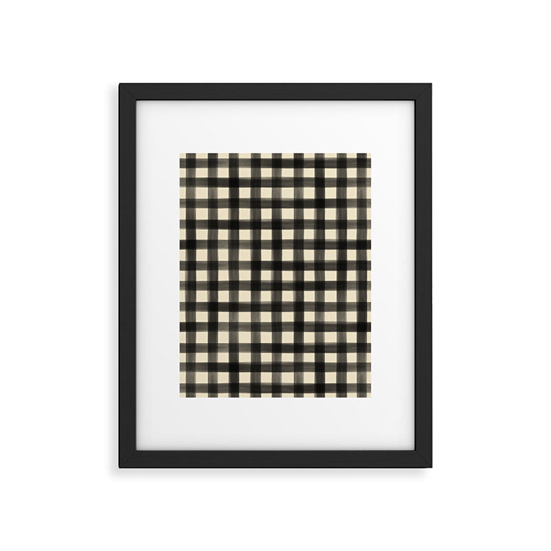 Watercolor Gingham - Black and Cream Framed Art Print Gallery Image 6