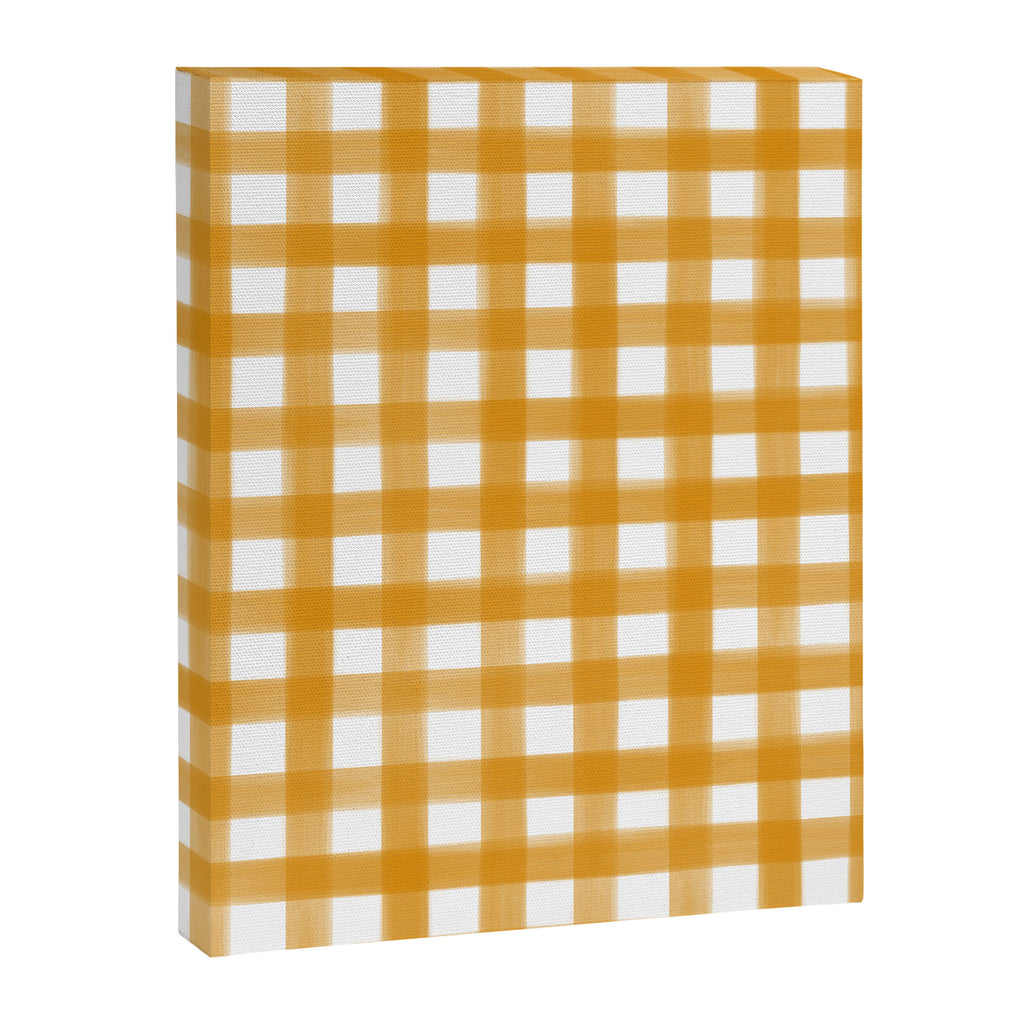 Watercolor Gingham - ochre on white  Canvas Print Gallery Image 8