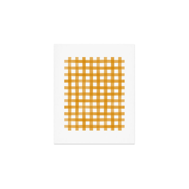 Watercolor Gingham - ochre on white  Art Print Gallery Image 1