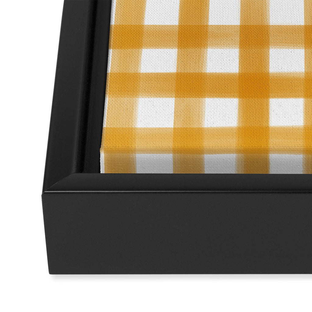 Watercolor Gingham - ochre on white  Framed Canvas Print Gallery Image 3