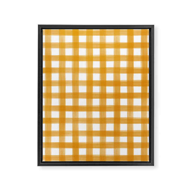 Watercolor Gingham - ochre on white  Framed Canvas Print Gallery Image 8