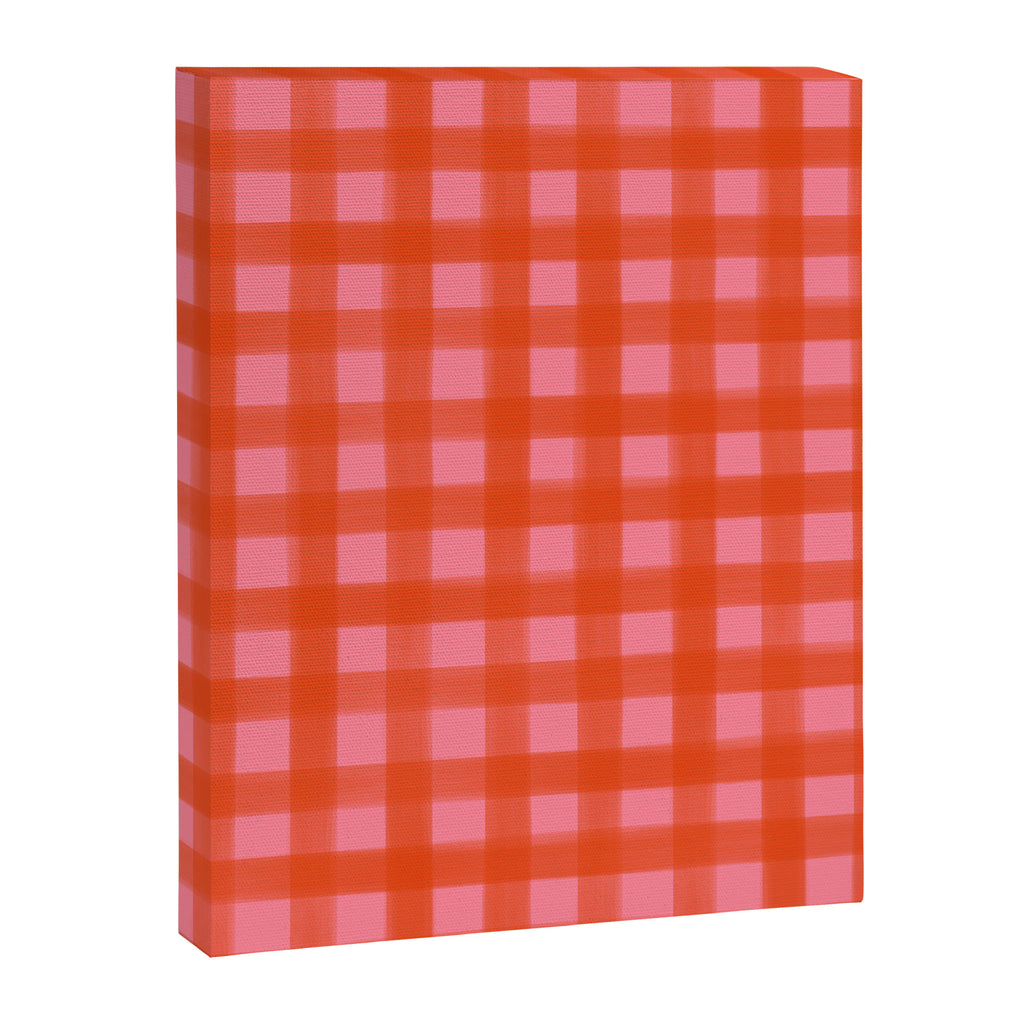Watercolor Gingham - pink and tomato Canvas Print Gallery Image 8