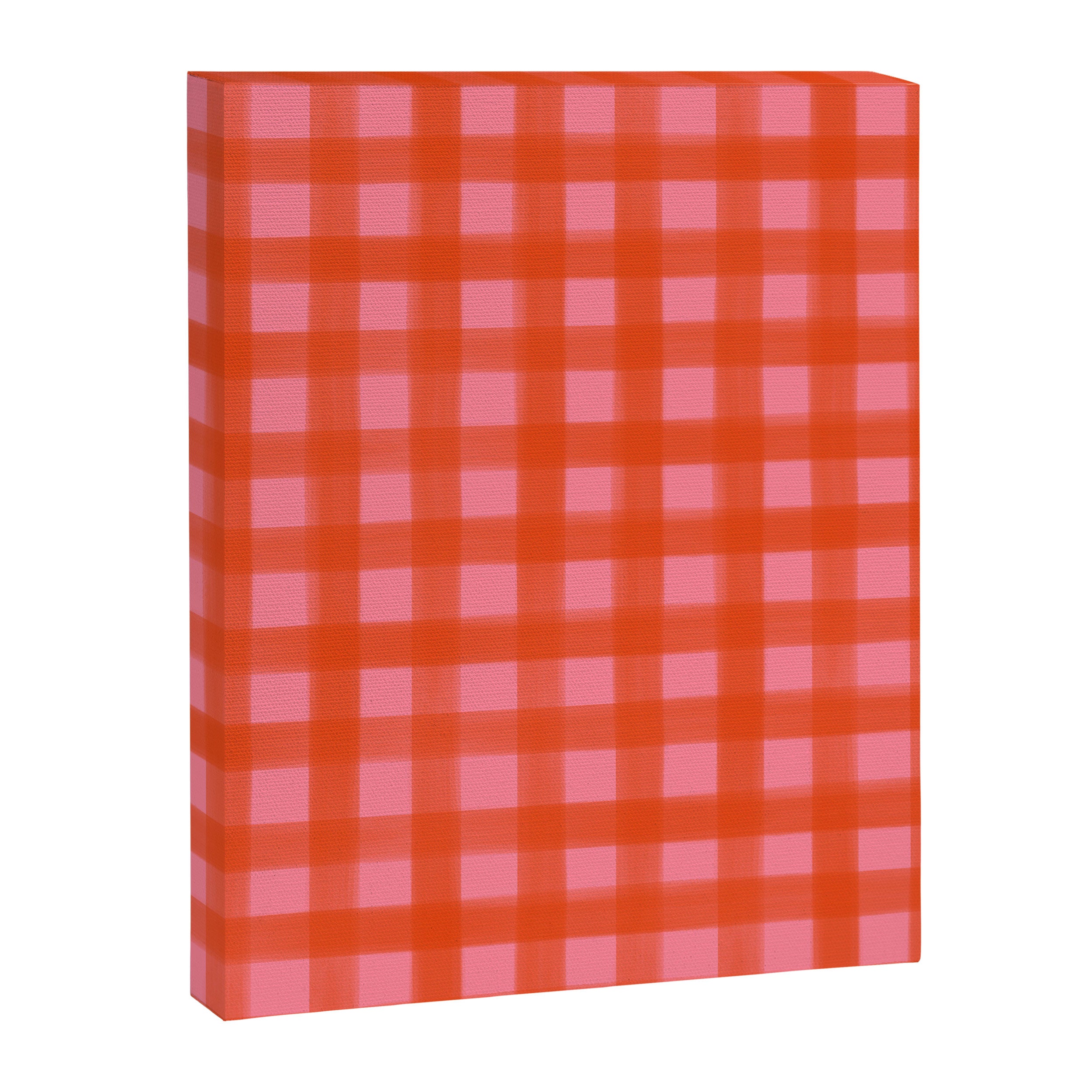 Watercolor Gingham - pink and tomato Canvas Print Gallery Image 8