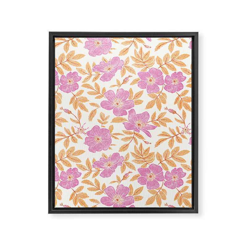 Wild Mountain Roses - sunset pink and orange  Framed Canvas Print Gallery Image 8