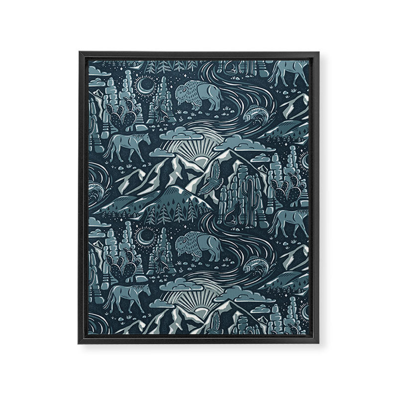 Wild West - Blue Framed Canvas Print Gallery Image 8