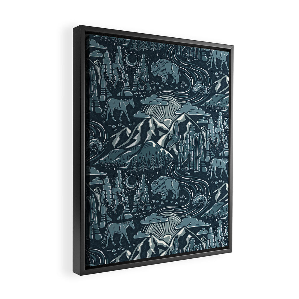 Wild West - Blue Framed Canvas Print Gallery Image 2
