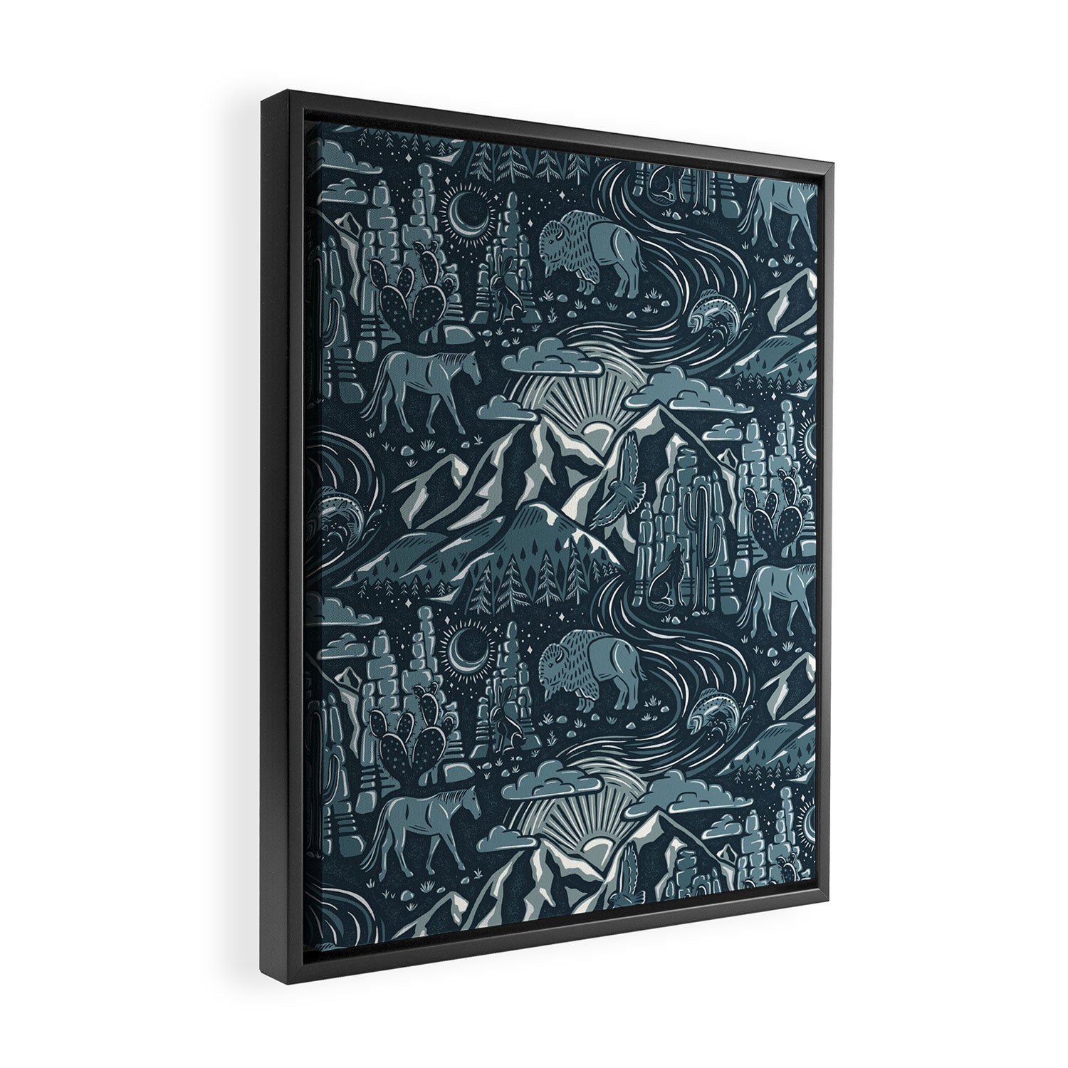 Wild West - Blue Framed Canvas Print Gallery Image 2