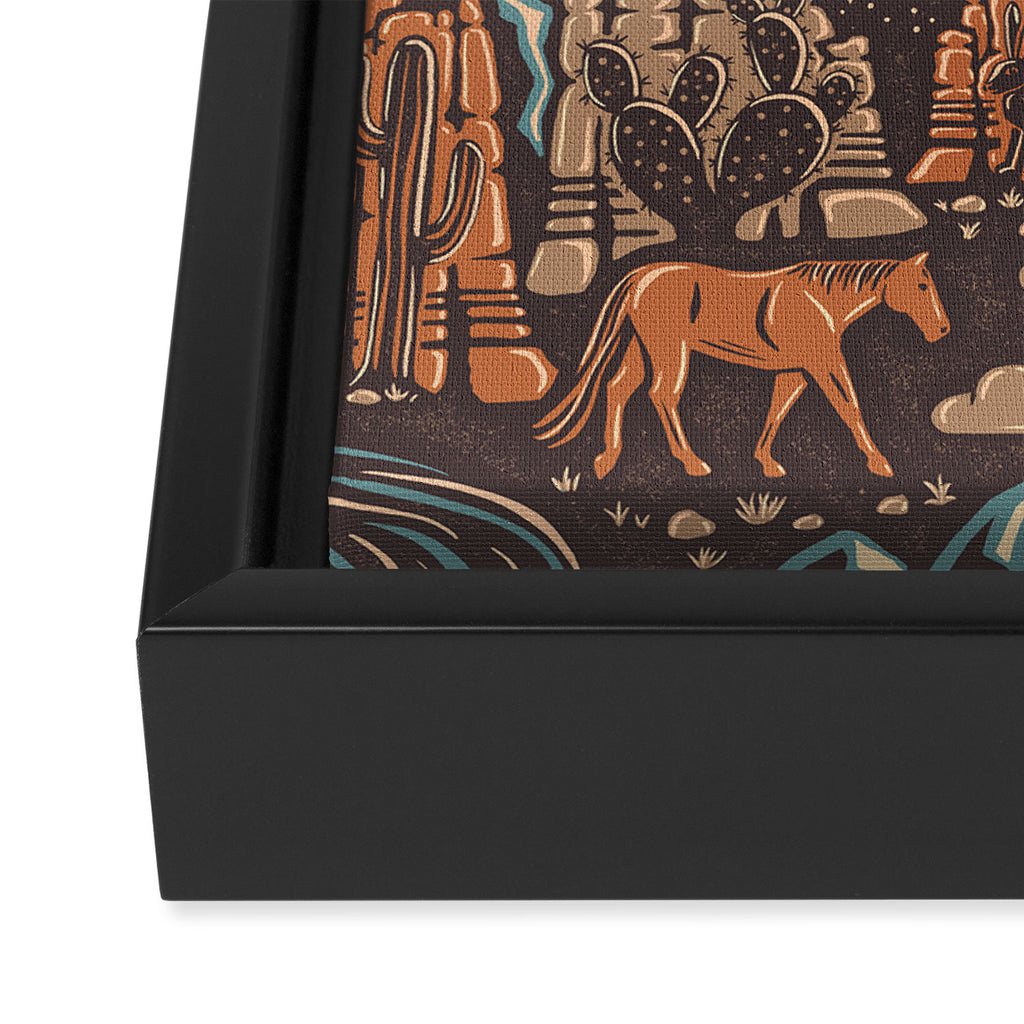 Wild West - Brown, Orange, and Blue  Framed Canvas Print Gallery Image 3