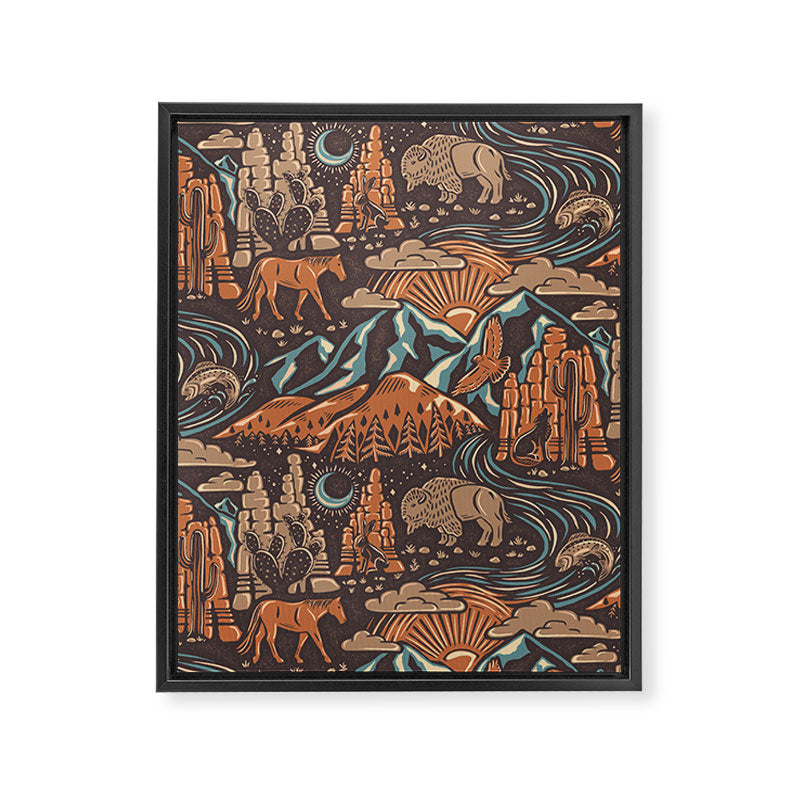 Wild West - Brown, Orange, and Blue  Framed Canvas Print Gallery Image 8