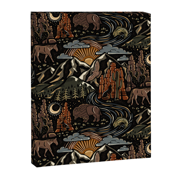 Wild West - dark brown, rust, green, and black Canvas Print Gallery Image 1