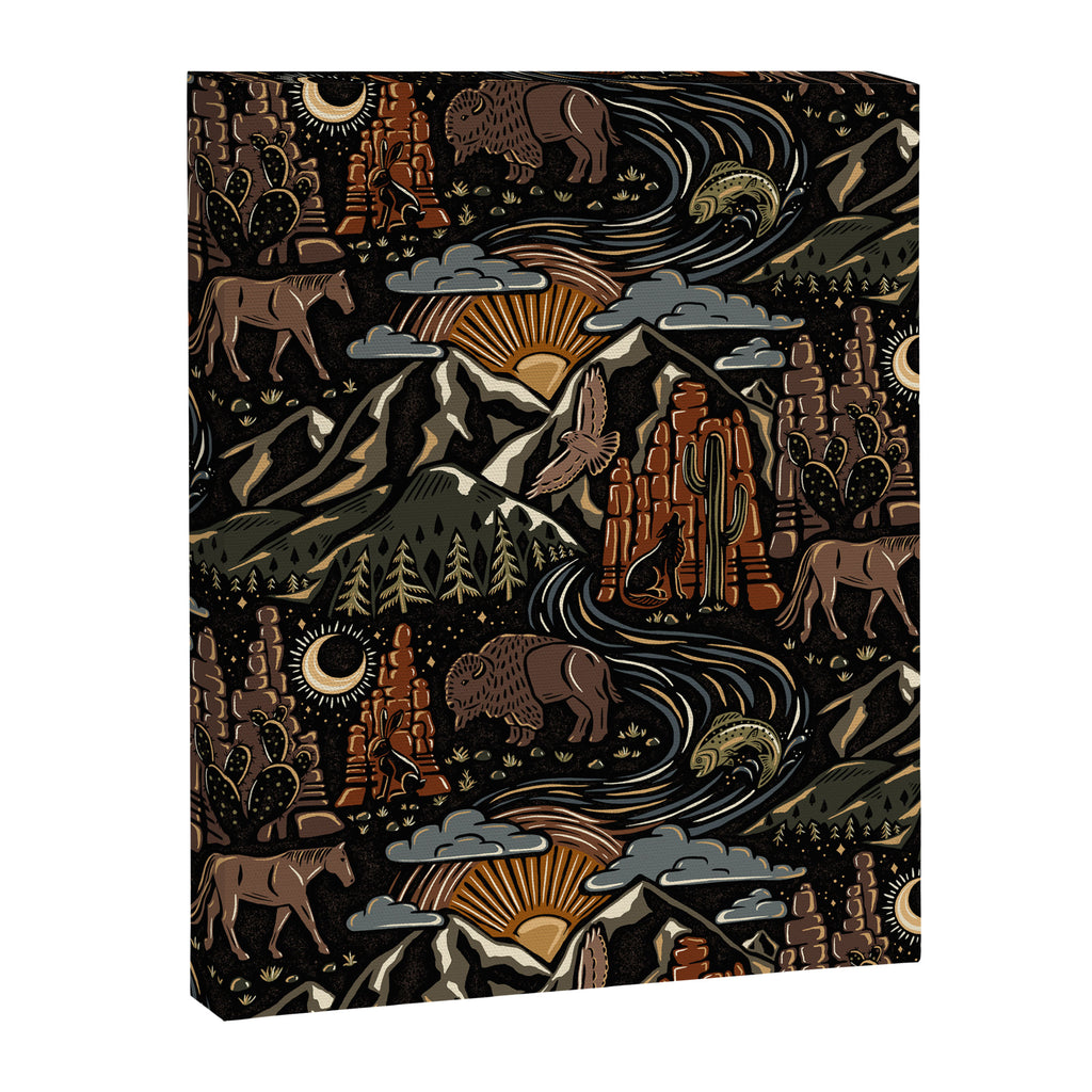 Wild West - dark brown, rust, green, and black Canvas Print Gallery Image 8