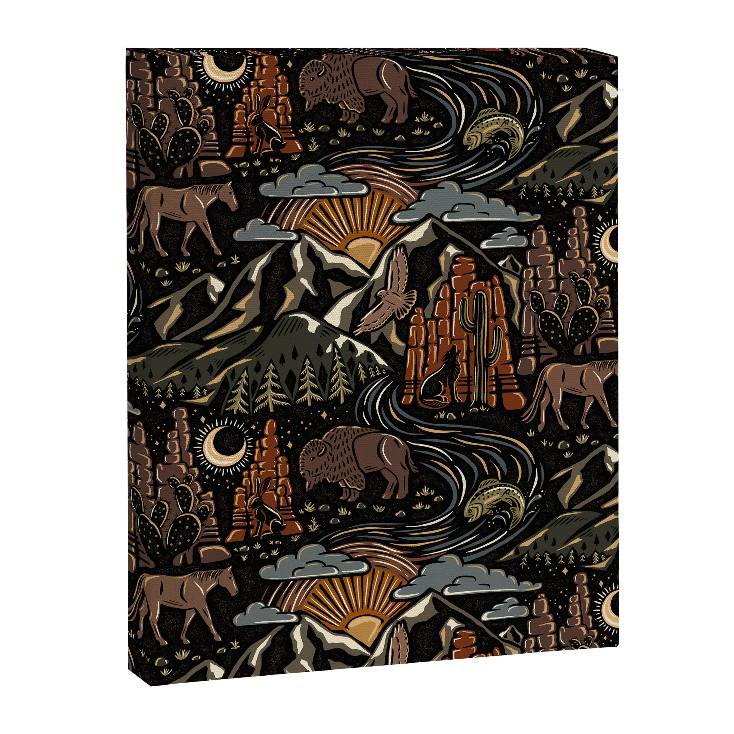 Wild West - dark brown, rust, green, and black Canvas Print Gallery Image 8