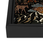 Wild West - dark brown, rust, green, and black Framed Canvas Print Gallery Image 3