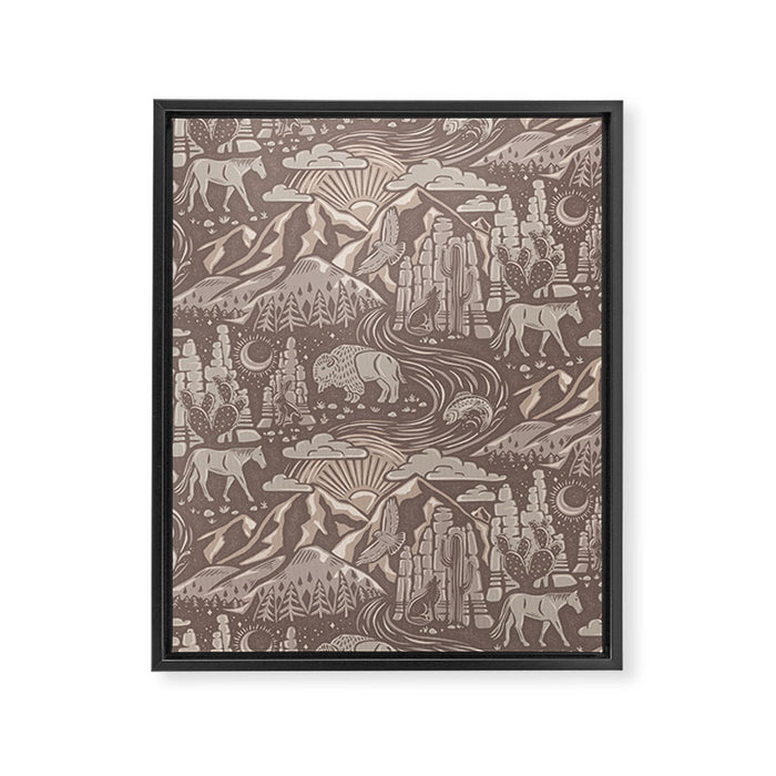Wild West - Taupe Neutral  Framed Canvas Print Gallery Image 1