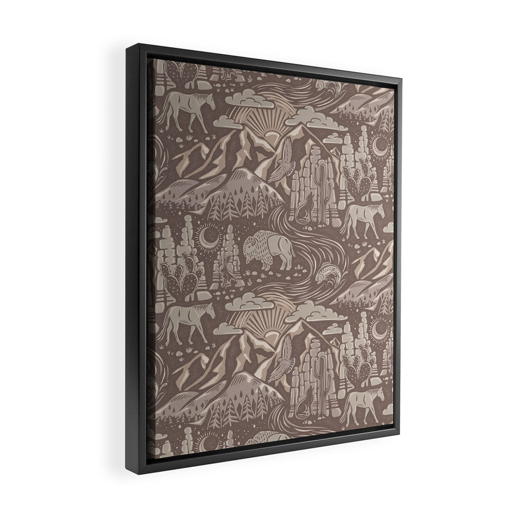 Wild West - Taupe Neutral  Framed Canvas Print Gallery Image 2