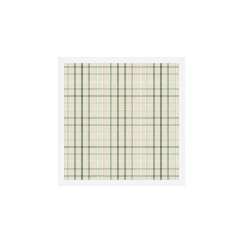 Windowpane Plaid - green grid on cream Art Print Gallery Image 1