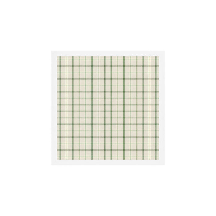 Windowpane Plaid - green grid on cream Art Print Gallery Image 1