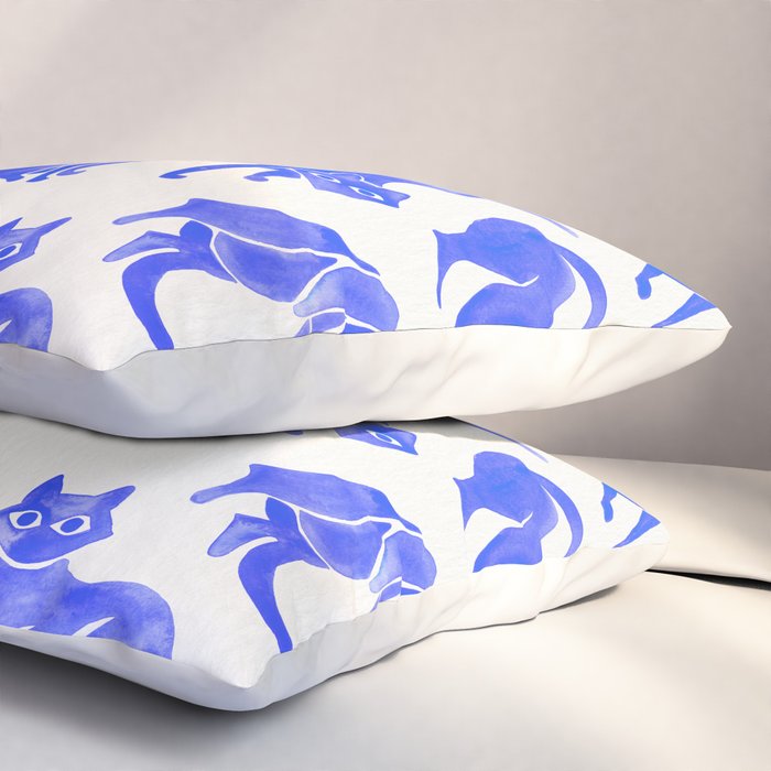 Cat Positions - Blue Palette Pillow Sham Gallery Image 3