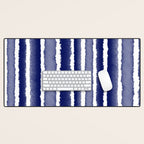 Wide Watercolor Stripes - Indigo Blue  Desk Mat Gallery Image 1