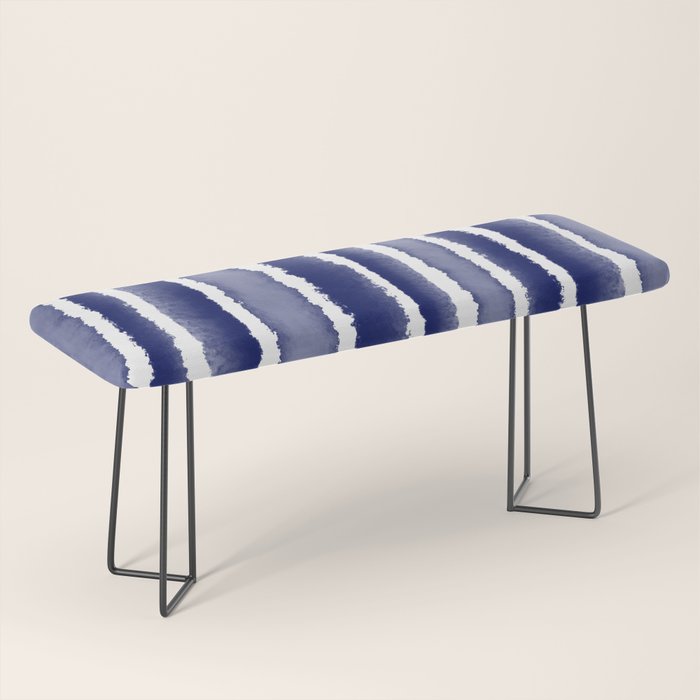 Wide Watercolor Stripes - Indigo Blue  Bench Gallery Image 1