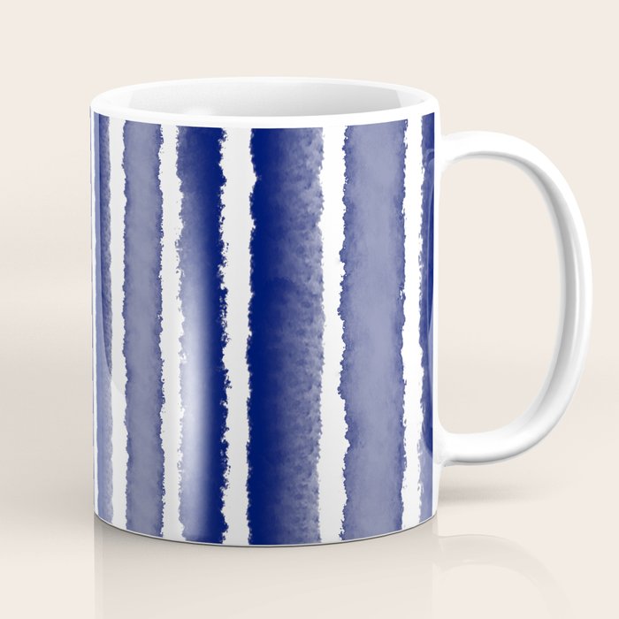 Wide Watercolor Stripes - Indigo Blue  Coffee Mug Gallery Image 1